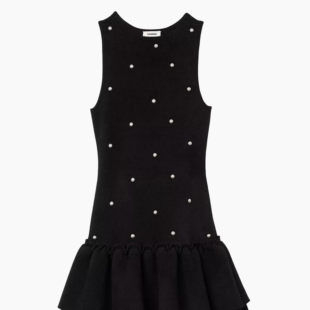Sandro Black Sheath Dress Sleeveless Crew Neck Cocktail